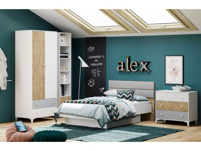 Детская Морти Комплектация 2, Белый/Дуб бунратти/Серый