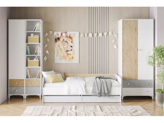 Детская Морти Комплектация 4, Белый/Дуб бунратти/Серый