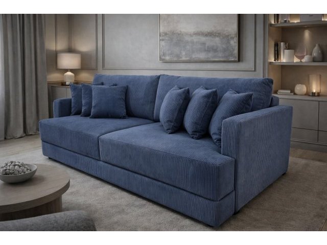 Диван еврокнижка Сиена с 5 декоративными подушками, Cilium Indigo