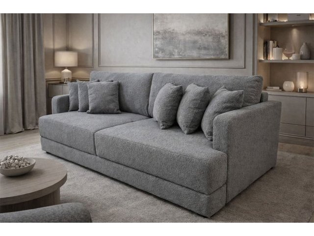 Диван еврокнижка Сиена с 5 декоративными подушками, Bravo Grafit