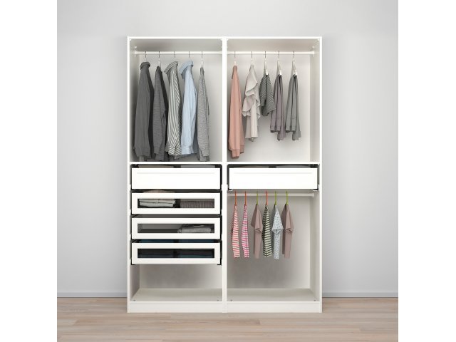 Гардероб PAX Пакс Икеа большой (комбинация) с 5 ящиками, 150x58x201 см