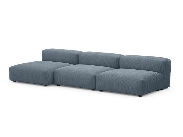 Модульный угловой диван с оттоманкой Фиджи малый, велюр Cilium Indigo
