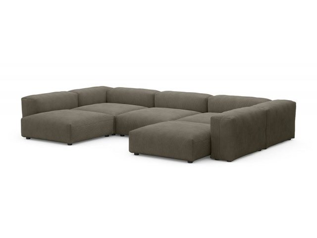 Модульный П-образный диван Фиджи, с подлокотниками, Cilium Brown