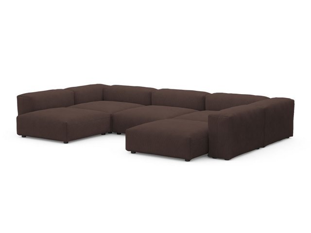 Модульный П-образный диван Фиджи, с подлокотниками, Cilium Chocolate