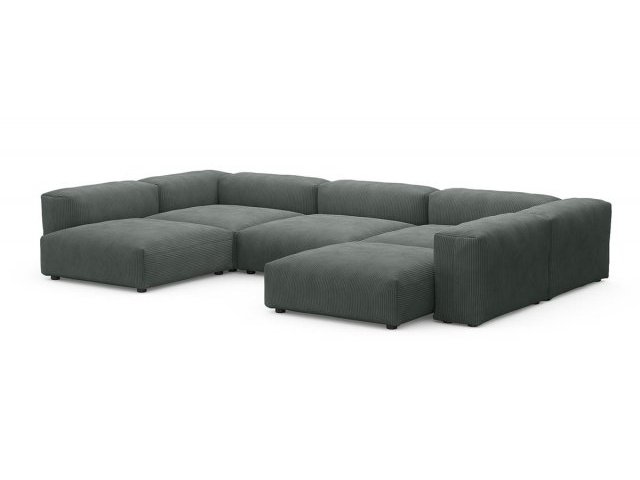 Модульный П-образный диван Фиджи, с подлокотниками, Cilium Grafit