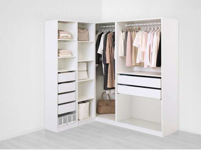 Гардероб PAX угловой с 6 ящиками и 8 полками