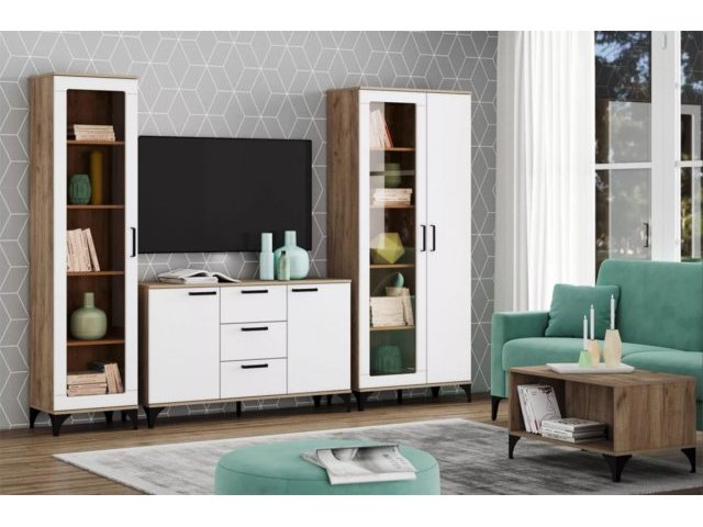 Гостиная Марсель Комплектация 2, Дуб Крафт табачный/Меренга