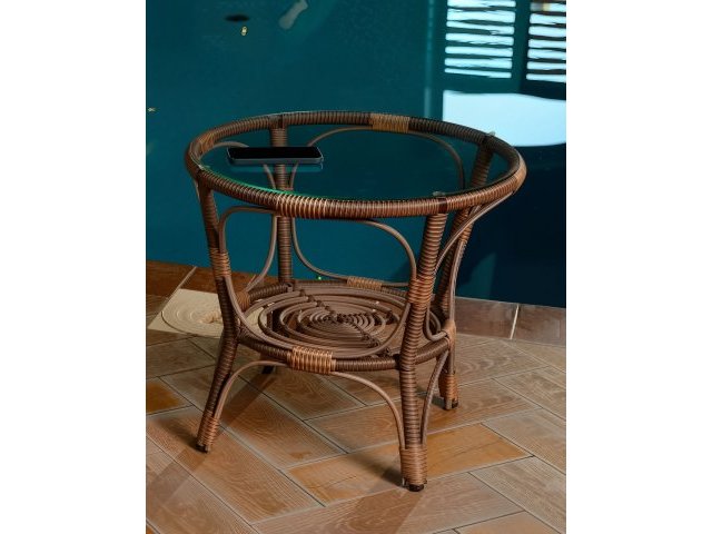 Кофейный столик из искусственного ротанга (Какао)
