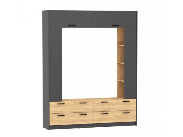 Шкаф комбинированный Оттавия НМ 014.65, Антрацит/Дуб Крафт Золотой