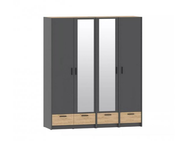 Набор шкафов Оттавия с зеркалом, Комплектация 3 Антрацит/Дуб Крафт Золотой