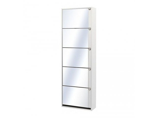 Обувница Комфорт К-5S с зеркалом Белый