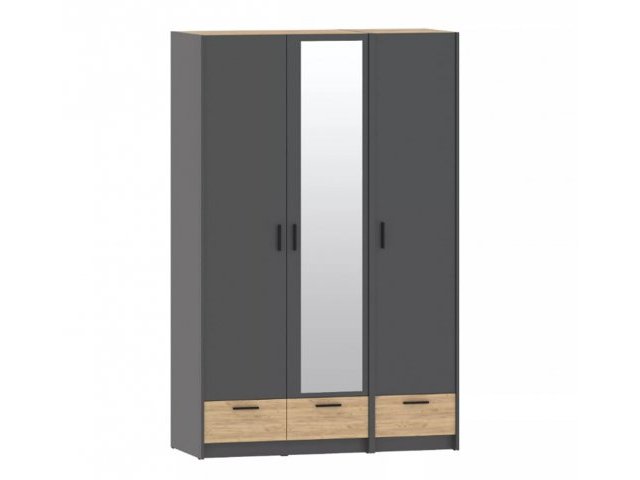 Набор шкафов Оттавия Комплектация 1 с зеркалом, Антрацит/Дуб Крафт Золотой