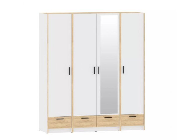 Набор шкафов Оттавия Комплектация 2 с зеркалом, Белый Фасадный/Дуб Крафт Золотой