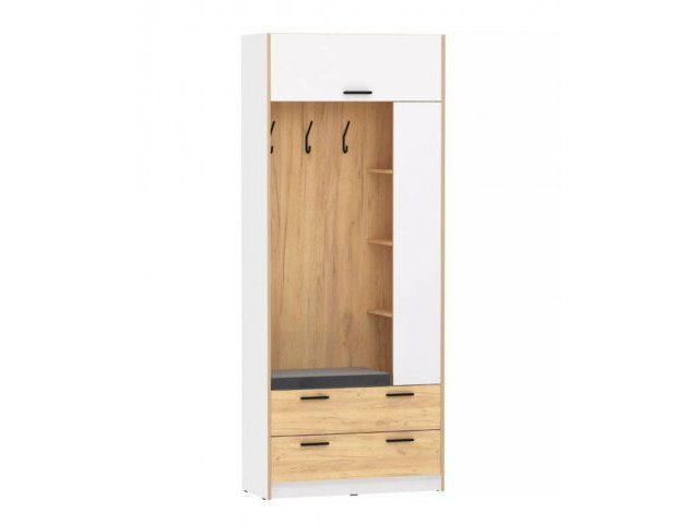 Шкаф комбинированный Оттавия НМ 014.64, Белый Фасадный/Дуб Крафт Золотой