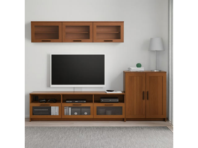 Стенка Билли Икеа для гостиной, современная, цвет ЛДСП орех экко