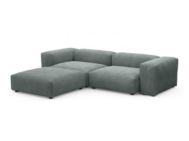 Модульный угловой диван с оттоманкой Фиджи, велюр Cilium Steel