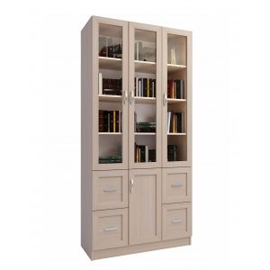 Библиотека книжная 3/5, ЛДСП, рамка МДФ, стекло, состоит из 2 частей