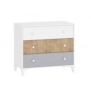 Комод Морти НМ 041.15, Белый/Дуб бунратти/Серый