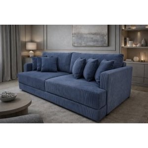 Диван еврокнижка Сиена с 5 декоративными подушками, Cilium Indigo