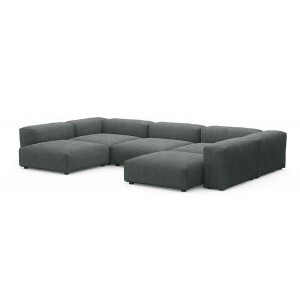 Модульный П-образный диван Фиджи, с подлокотниками, Cilium Grafit