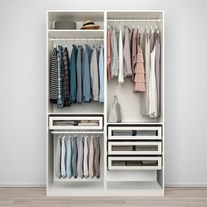 Гардероб PAX Пакс Икеа большой с 4 ящиками, белый, 150х58х236 см