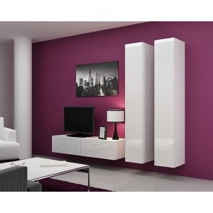 Гостиная Виго-9 корпус ЛДСП белый, фасад МДФ белый глянец