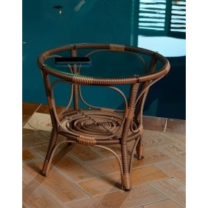 Кофейный столик из искусственного ротанга (Какао)