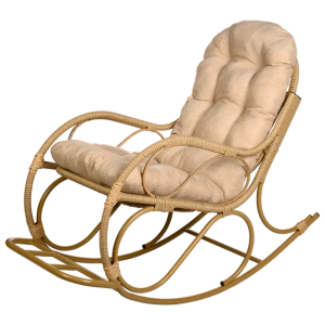Кресло качалка с подножкой из искусственного ротанга, бамбук