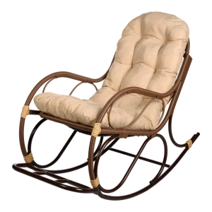 Кресло качалка с подножкой из искусственного ротанга, какао