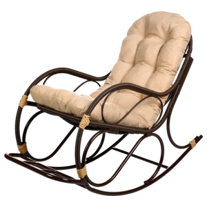 Кресло качалка с подножкой из искусственного ротанга, орех