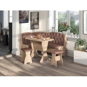 Кухонный угловой набор Орхидея Люкс, ЛДСП дуб сонома, обивка велюр коньяк