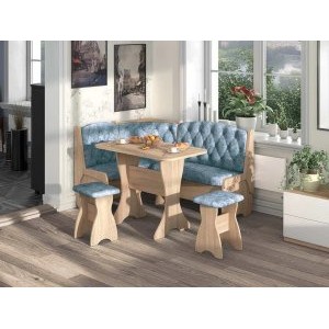 Кухонный угловой набор Орхидея Люкс, ЛДСП дуб сонома, обивка велюр лагуна