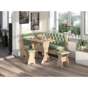 Кухонный угловой набор Орхидея Люкс, ЛДСП дуб сонома, обивка велюр мохито