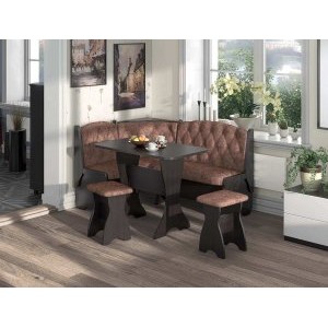 Кухонный угловой набор Орхидея Люкс, ЛДСП венге, обивка велюр коньяк