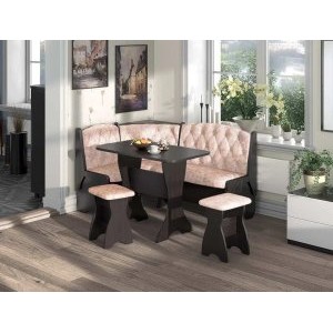 Кухонный угловой набор Орхидея Люкс, ЛДСП венге, обивка велюр латте