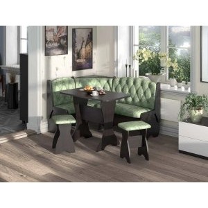 Кухонный угловой набор Орхидея Люкс, ЛДСП венге, обивка велюр мохито