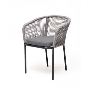 Плетеный стул из роупа Марсель серый, черный