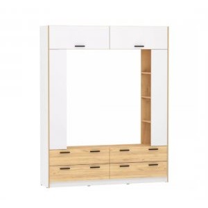 Шкаф комбинированный Оттавия НМ 014.65, Белый Фасадный/Дуб Крафт Золотой