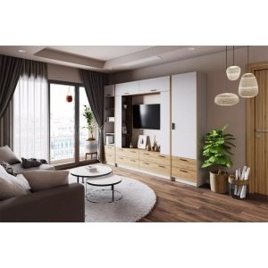 Мебель для гостиной Оттавия Комплектация 1, Белый Фасадный/Дуб Крафт Золотой