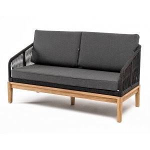 "Канны" диван 2-местный из темно-серого роупа, основание дуб, ткань темно-серая 019