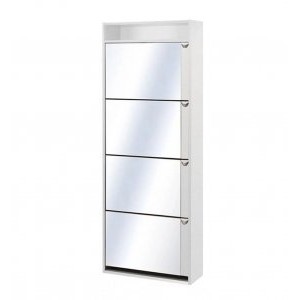 Обувница Комфорт К-4s с зеркалом Белый