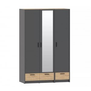 Набор шкафов Оттавия Комплектация 1 с зеркалом, Антрацит/Дуб Крафт Золотой
