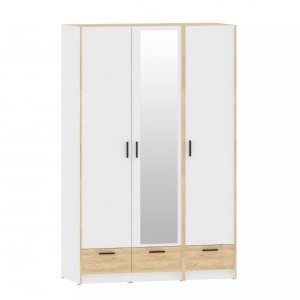 Набор шкафов Оттавия Комплектация 1 с зеркалом, Белый фасадный/Дуб Крафт Золотой