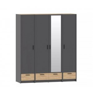 Набор шкафов Оттавия Комплектация 2 с зеркалом, Антрацит/Дуб Крафт Золотой