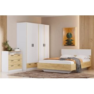 Спальня Оттавия Комплектация 6, Белый Фасадный/Дуб Крафт Золотой