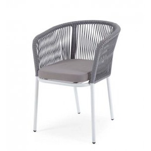 Плетеный стул Марсель из роупа, светло-серый, белый