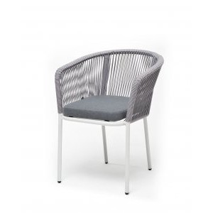 Плетеный стул из роупа Марсель бело-серый