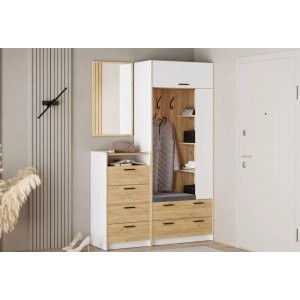 Прихожая Оттавия Комплектация 2, Белый Фасадный/Дуб Крафт