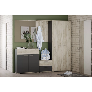 Прихожая Санти Комплектация 1, Антрацит/Дуб Крафт Серый