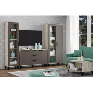 Гостиная Марсель Комплектация 2, Дуб Крафт серый/Софт графит